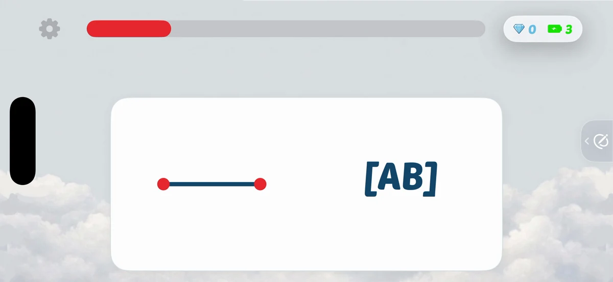 A line segment with two endpoints alongside the notation [AB] in the naming stage